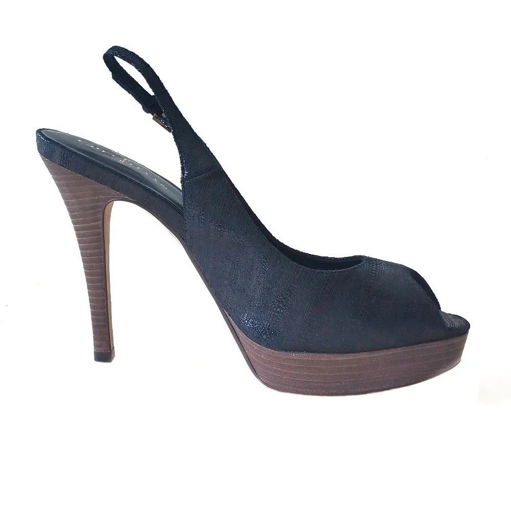 COLE Haan Mariela Animal Print Leather Sling Back Platforms Luxury Dressy Pump